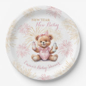 Nieuw Jaar Roze Meisje Baby shower Papieren Borden Papieren Bordje (Voorkant)