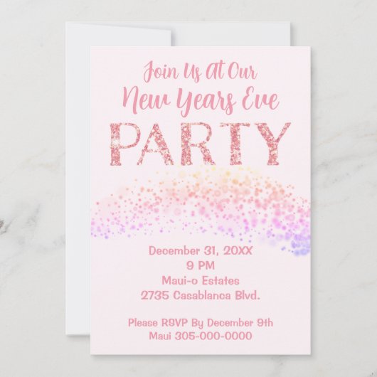 Nieuw jaar roze thema van de Eve Partij Kaart (Voorkant)