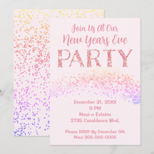 Nieuw jaar roze thema van de Eve Partij Kaart (Voorkant / Achterkant)