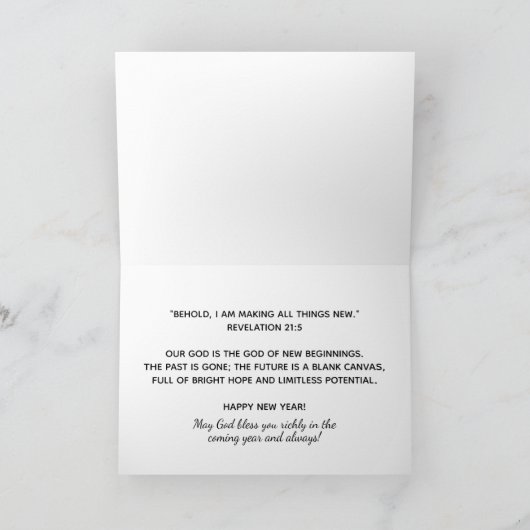 Nieuw jaar, scripts - Ik maak alle dingen nieuw Feestdagen Kaart (Binnen)