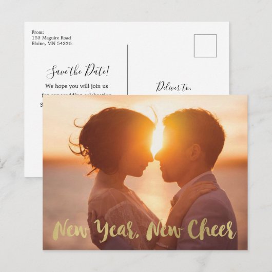 Nieuw jaar sparen het Briefkaart van de Datum (Voorkant / Achterkant)