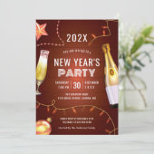 Nieuw jaar van Champagne String Lights Kaart (Staand voorkant)