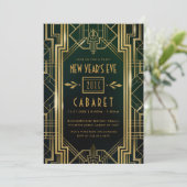 NIEUW JAAR VAN DE EVE PARTIJINVITATIE | Cabaret 19 Kaart (Staand voorkant)