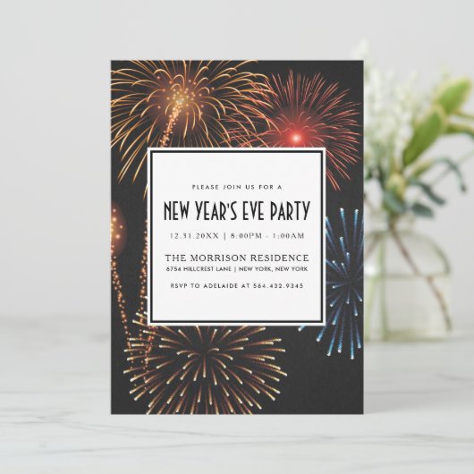 NIEUW JAAR VAN DE EVE PARTIJINVITATIE | Modern vuu Kaart (Staand voorkant)