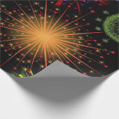 Nieuw jaar van de omslag van het vuurwerkpartijpat cadeaupapier (Hoek)