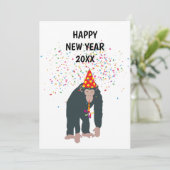 Nieuw jaar van de partij Chimpanzee-apen Feestdagenkaart (Staand voorkant)