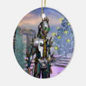 NIEUW JAAR VAN EEN CYBORG Blue Sapphire Keramisch Ornament (Links)