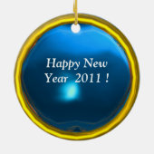 NIEUW JAAR VAN EEN CYBORG Blue Sapphire Keramisch Ornament (Achterkant)