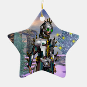 NIEUW JAAR VAN EEN CYBORG Blue Sapphire Star Keramisch Ornament