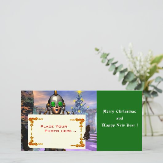 NIEUW JAAR VAN EEN CYBORG FEESTDAGENKAART (Staand voorkant)