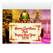 NIEUW JAAR VAN EEN CYBORG Pink Yellow Greeting (Binenzijde Horizontaal (Onderkant))