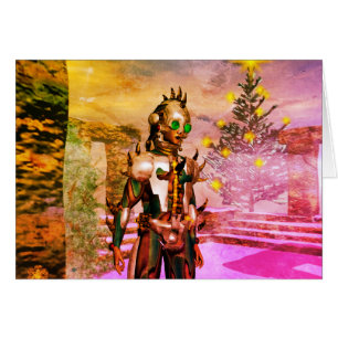 NIEUW JAAR VAN EEN CYBORG Pink Yellow Greeting