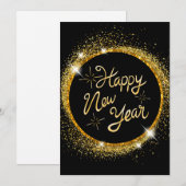 NIEUW JAAR VAN ELEGANTE ZWARTE EN GOUDE FEESTDAGENKAART (Voorkant / Achterkant)