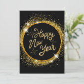 NIEUW JAAR VAN ELEGANTE ZWARTE EN GOUDE FEESTDAGENKAART (Staand voorkant)