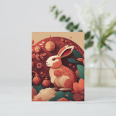 Nieuw jaar van het Chinese konijnenkonijn Briefkaart (Staand voorkant)