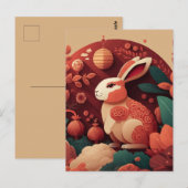 Nieuw jaar van het Chinese konijnenkonijn Briefkaart (Voorkant / Achterkant)