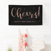 Nieuw jaar voor Faux Roos Gold op zwarte kaas Spandoek (Insitu)