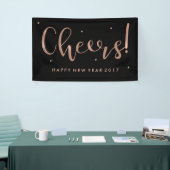 Nieuw jaar voor Faux Roos Gold op zwarte kaas Spandoek (Beurs)