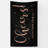 Nieuw jaar voor Faux Roos Gold op zwarte kaas Spandoek (Verticaal)