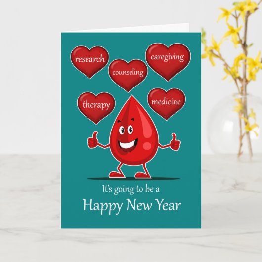 Nieuw jaar voor medische zorgverleners, hemofilie kaart (Gele Bloem)