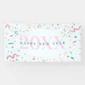 Nieuw jaar voor roze en blauwe Confetti Spandoek (Horizontaal)