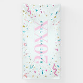 Nieuw jaar voor roze en blauwe Confetti Spandoek (Verticaal)