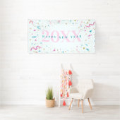 Nieuw jaar voor roze en blauwe Confetti Spandoek (Insitu)