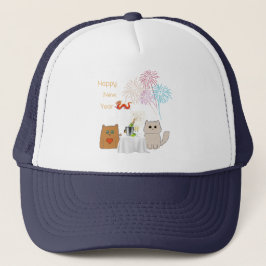Nieuw Jaar Vuurwerk en Katten Elegant Celebration Trucker Pet