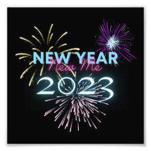 Nieuw jaar vuurwerk nieuwjaar oud blij nieuw jaar foto afdruk