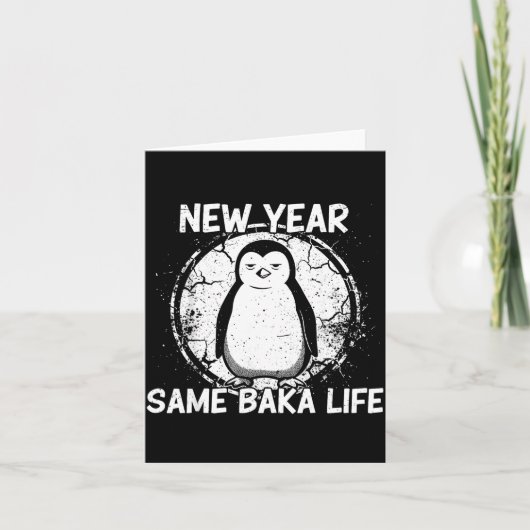 Nieuw Jaar Zelfde Baka Leven Baka Pinguïn Kaart (Voorkant)