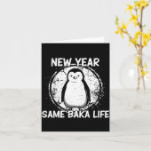 Nieuw Jaar Zelfde Baka Leven Baka Pinguïn Kaart (Gele Bloem)