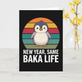 Nieuw jaar zelfde Baka Leven Pinguïn Gag Grappig D Kaart (Gele Bloem)