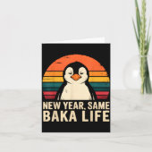 Nieuw jaar, zelfde Baka leven Pinguïn grap Kaart (Voorkant)