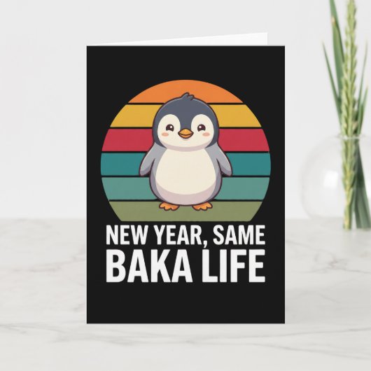 Nieuw jaar zelfde Baka leven Pinguïn grapje Funny  Kaart (Voorkant)