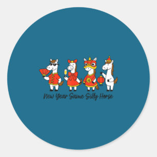 Nieuw jaar zelfde domme paard grappig Chinees maan Ronde Sticker