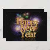 Nieuw jaar zelfs feestuitnodiging vuurwerk kaart (Voorkant / Achterkant)