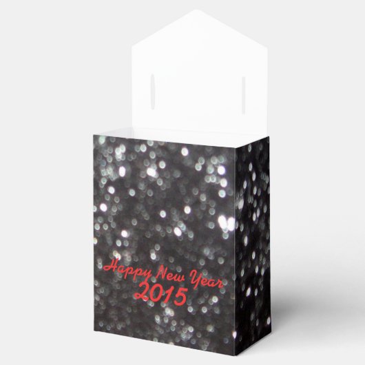 Nieuw jaar zwart-wit rode glitter-patroonavor bedankdoosjes (Geopend)