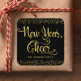 Nieuw jaar: zwart, zwart, zwart, zwart, zwart vierkante sticker