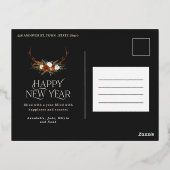 Nieuw jaar zwarte elegant, moderne, traditionele folie feestdagen briefkaart (Achterkant)