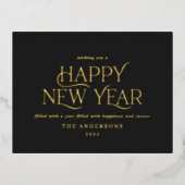 Nieuw jaar zwarte elegant, moderne, traditionele folie feestdagen briefkaart (Voorkant)