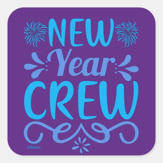 NIEUW JAARPERSONEEL VIERKANTE STICKER (Voorkant)