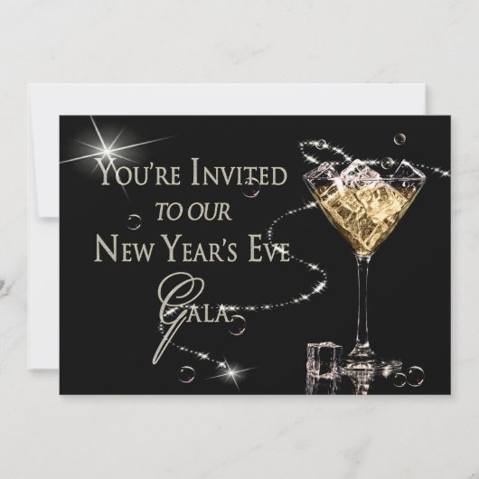NIEUW JAAR'S EVE GALA-INVITATIE - halfformeel - Ic Kaart (Voorkant)
