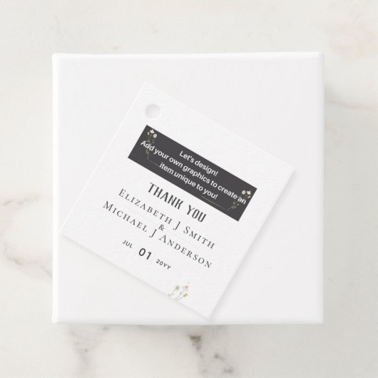 NIEUW! Je eigen bruiloftsobject ontwerpen Bedankjes Labels (In situ)