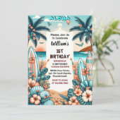 Nieuw Joy hula Luau Surf aloha hawaiian 1e verjaar Kaart (Staand voorkant)