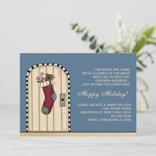 Nieuw Kerstadres - Verplaatsende aankondiging (Staand voorkant)