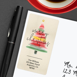 Nieuw kerstboomruitadres voor moderne Waterverf Etiket