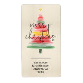 Nieuw kerstboomruitadres voor moderne Waterverf Etiket (Voorkant)