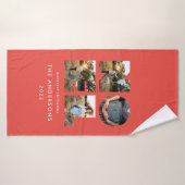 Nieuw kerstdapperse moderne 4 foto's simpele feest badhanddoek (Badhanddoek)