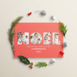 Nieuw kerstdapperse moderne 4 foto's simpele feest feestdagenkaart<br><div class="desc">Een kleurrijke,  heldere,  leuke Noel kersttypografie met 4 foto's voor vakantie. Er zijn rode,  groene,  blauw en roze kleurpaden beschikbaar.</div>