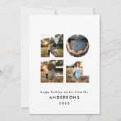 Nieuw kerstdapperse moderne 4 foto's simpele feest feestdagenkaart (Voorkant)